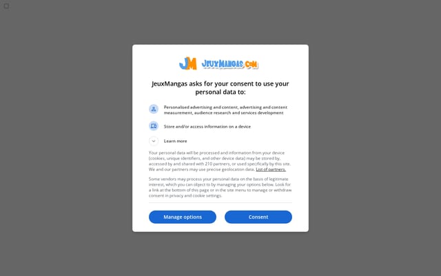Screenshot of jeuxmangas.com
