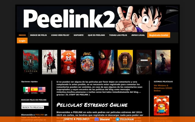 Screenshot of peelink2.com