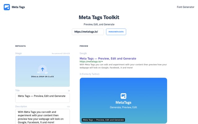 Screenshot of metatags.io