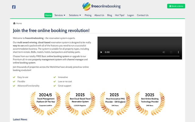 Screenshot of freeonlinebooking.com