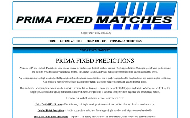 Screenshot of primafixedmatches.com