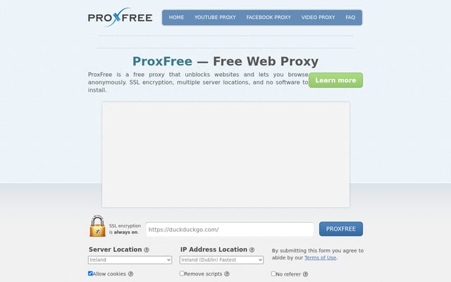 Screenshot of proxfree.com