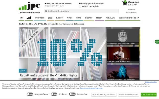 Screenshot of jpc.de