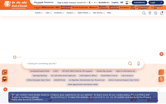 Screenshot of bankofbaroda.in