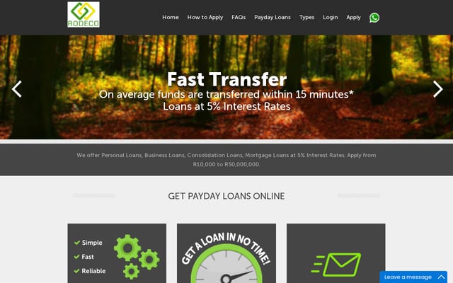 Screenshot of rodecofinance.co.za