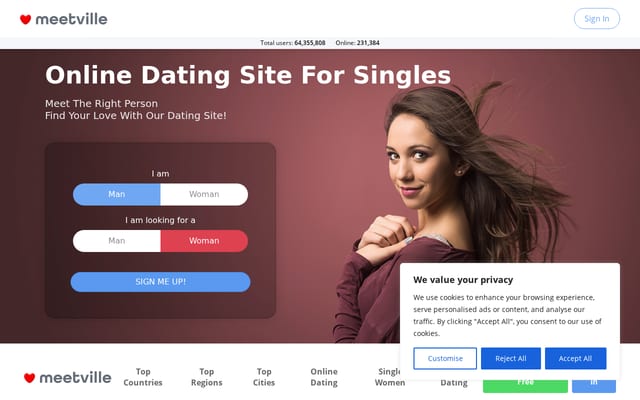 Screenshot of meetville.com