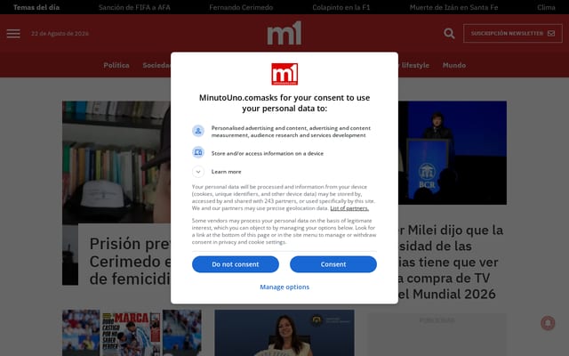 Screenshot of minutouno.com