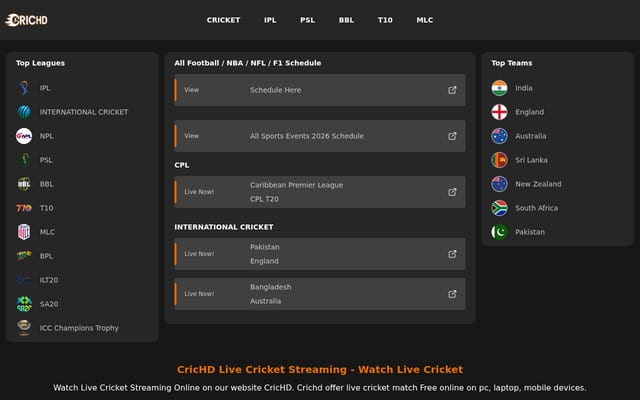 Screenshot of crichd.at