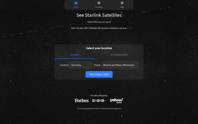 Screenshot of findstarlink.com