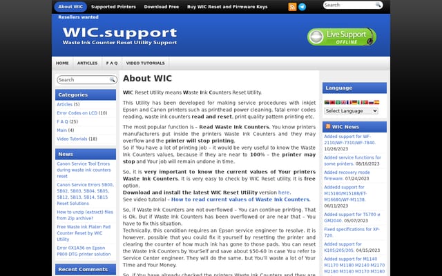 Screenshot of wic.support