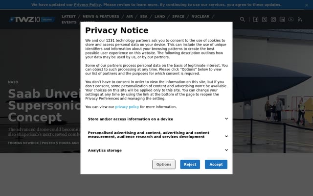 Screenshot of twz.com