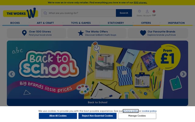 Screenshot of theworks.co.uk