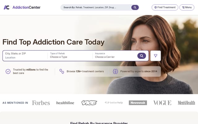 Screenshot of addictioncenter.com