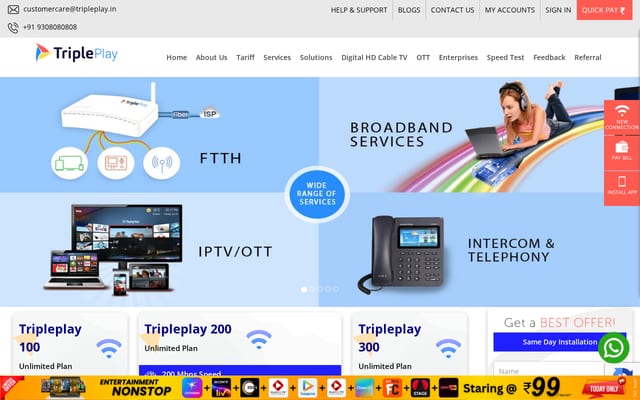 Screenshot of tripleplay.in