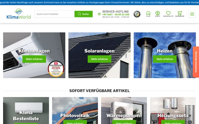 Screenshot of klimaworld.com