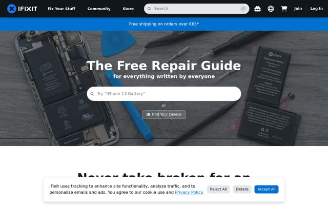 Screenshot of ifixit.com