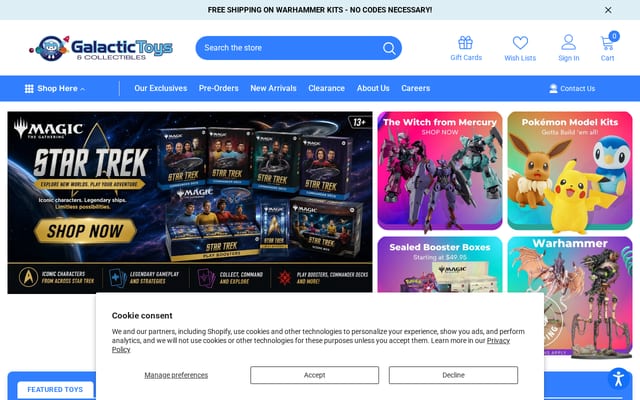 Screenshot of galactictoys.com