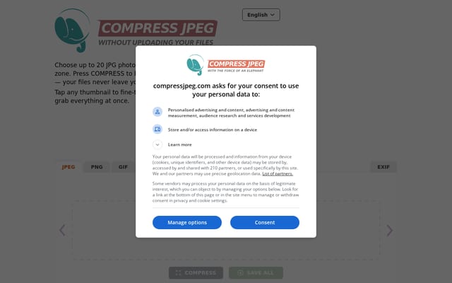 Screenshot of compressjpeg.com