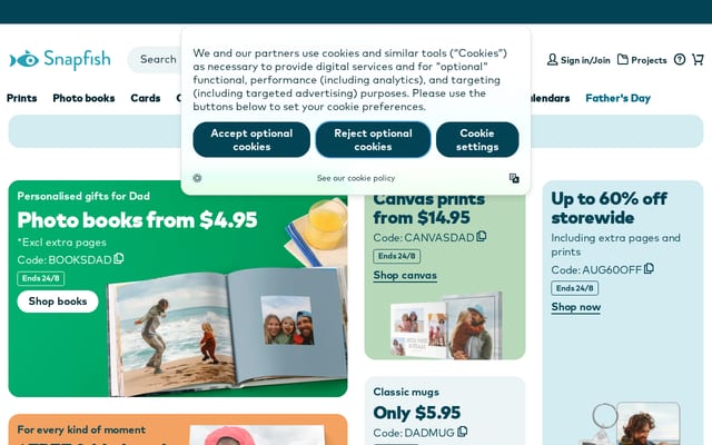 Screenshot of snapfish.co.nz