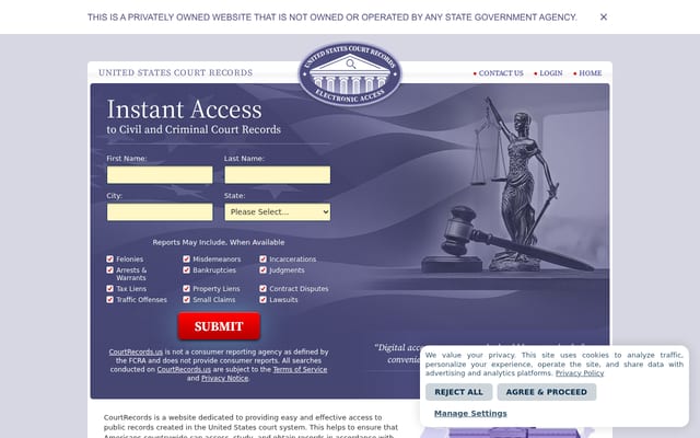 Screenshot of courtrecords.us