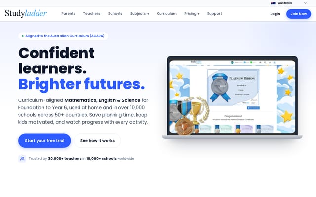 Screenshot of studyladder.com.au