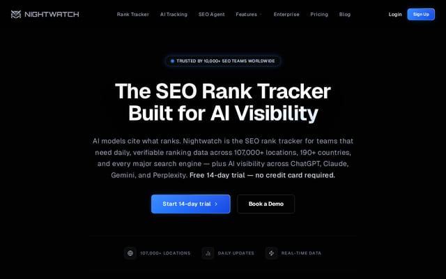 Screenshot of ranktrackr.com