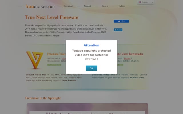 Screenshot of freemake.com