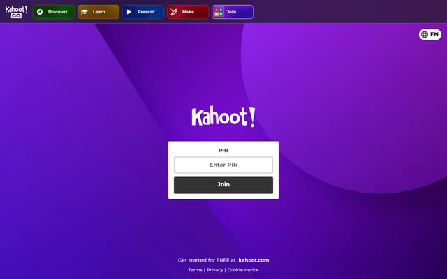 Screenshot of kahoot.it