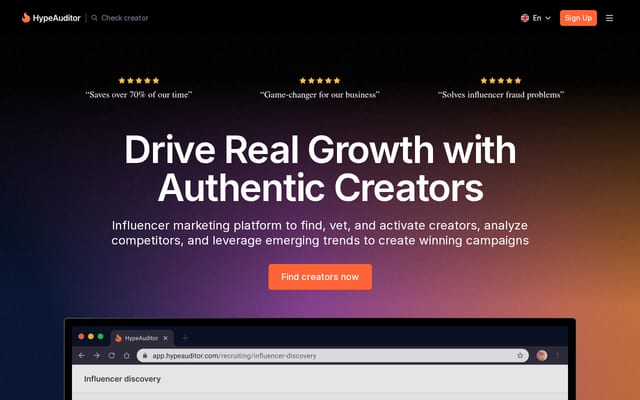 Screenshot of hypeauditor.com