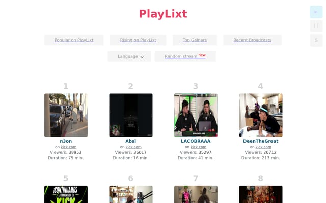 Screenshot of playlixt.com