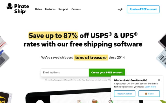 Screenshot of pirateship.com