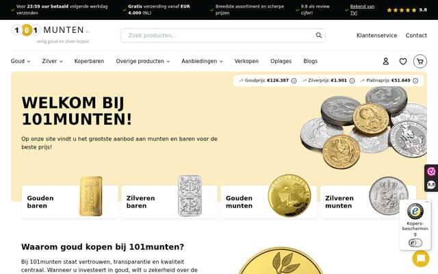 Screenshot of 101munten.nl