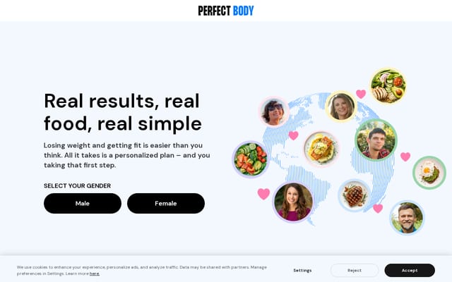 Screenshot of perfectbody.me