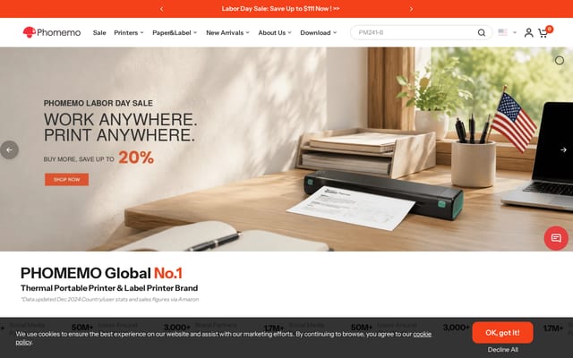 Screenshot of phomemo.com