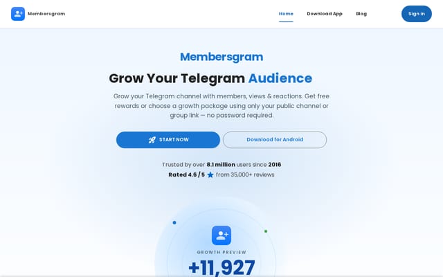 Screenshot of membersgram.com