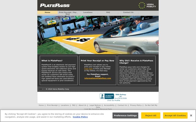 Screenshot of platepass.com