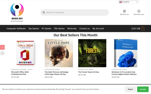 Screenshot of bogokey.com