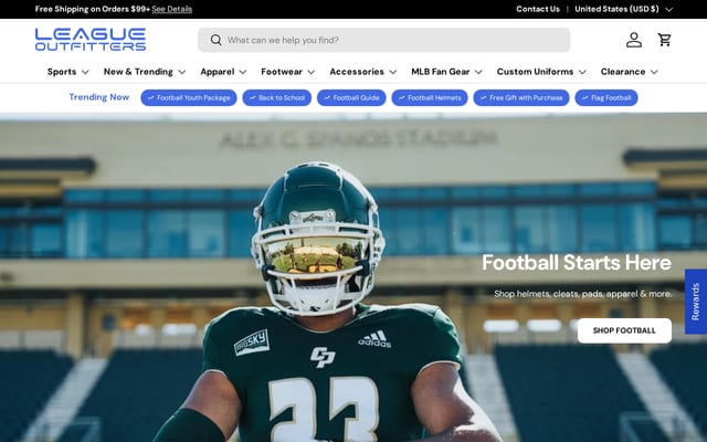 Screenshot of leagueoutfitters.com
