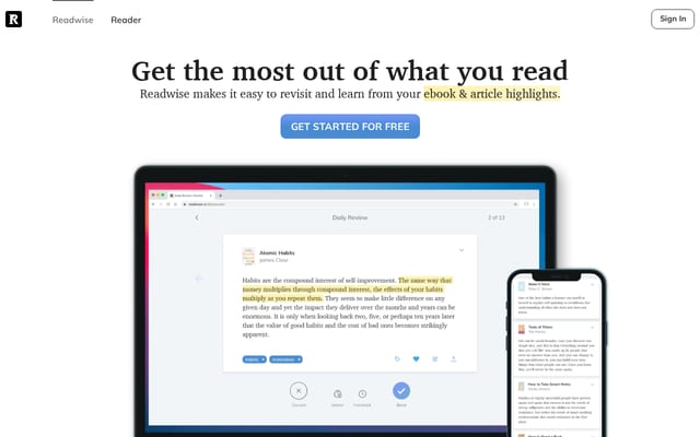 Screenshot of readwise.io