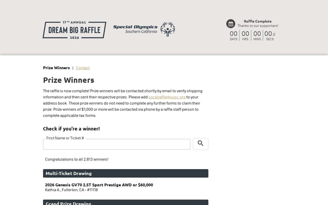 Screenshot of socalraffle.com