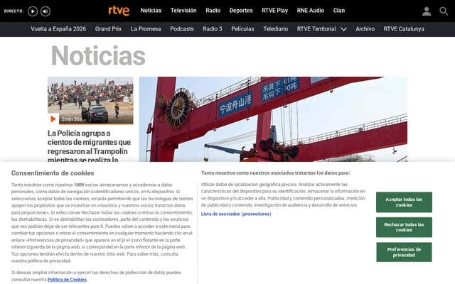 Screenshot of rtve.es