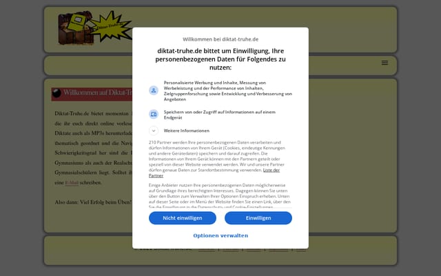 Screenshot of diktat-truhe.de