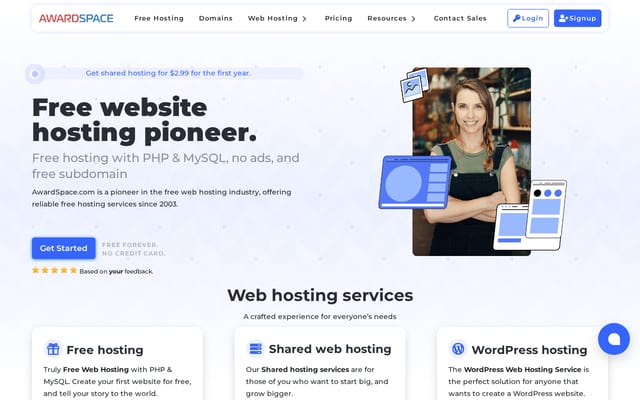 Screenshot of awardspace.com