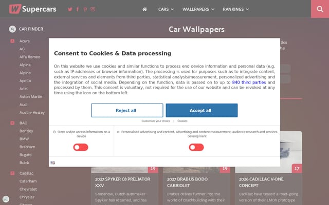 Screenshot of wsupercars.com