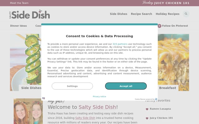 Screenshot of saltysidedish.com