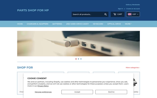 Screenshot of hppartsshop.co.uk