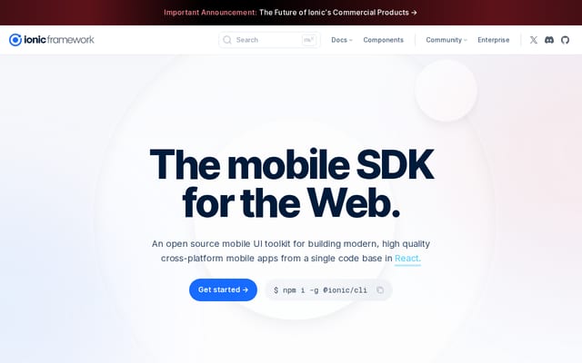 Screenshot of ionicjs.com