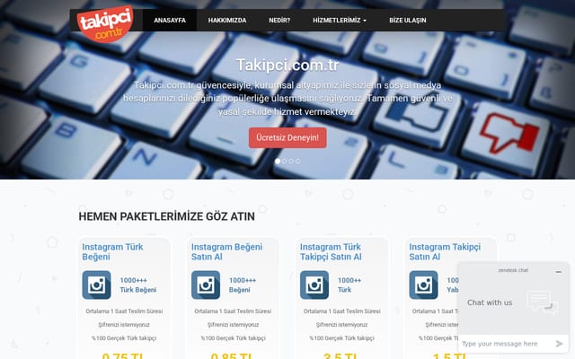 Screenshot of takipci.com.tr