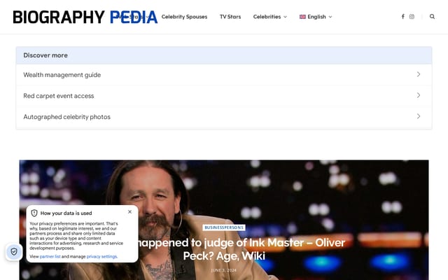 Screenshot of biographypedia.org