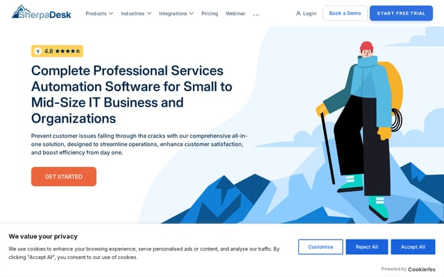 Screenshot of sherpadesk.com